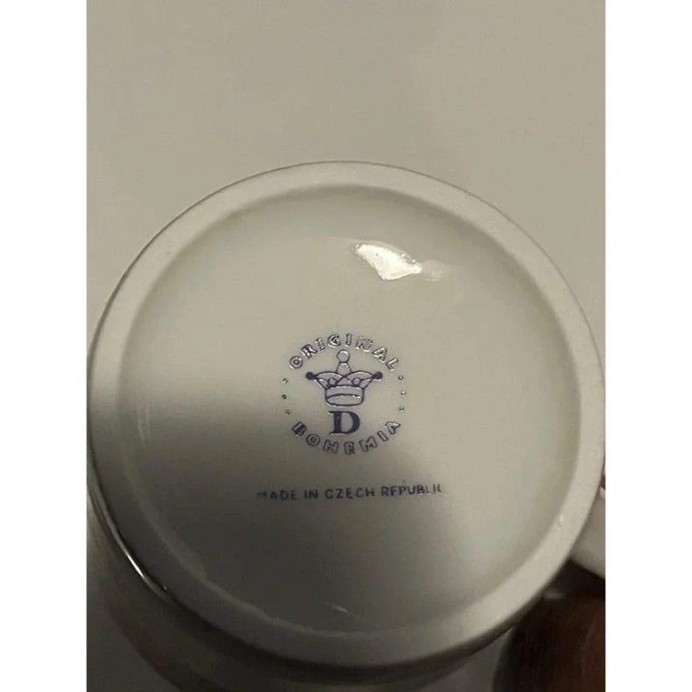 Bohemia White Blue Cesky Porcelain Dubi‎ Demi Tass Tea Coffee Cup Sets
